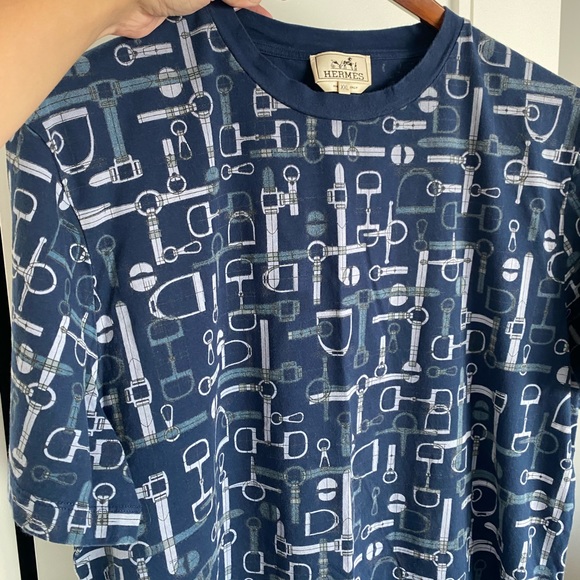 SOLD!!! Hermes Cotton Navy Blue T-Shirt for Men size XXL - Picture 8 of 13